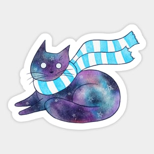 Galaxy Cat with Scarf Sticker